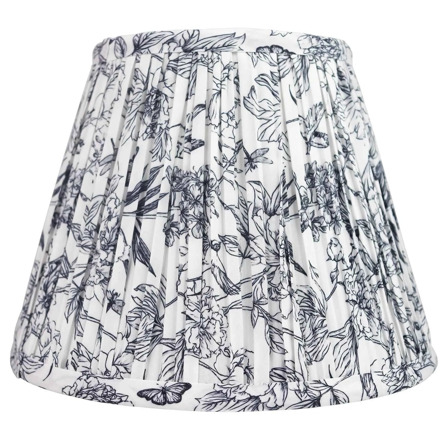 Blue Toile Floral Fabric Lampshade 6x10x7.5" - Artistic Decorative Clock-Shaped Cover for table lights, floor lights, and pendant lights