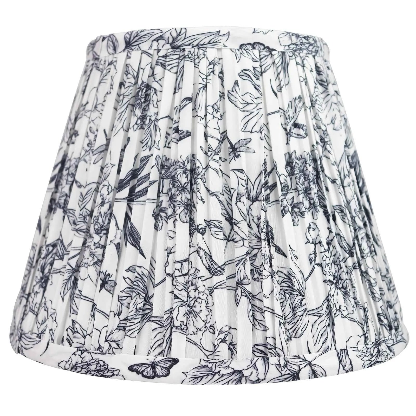 Blue Toile Floral Fabric Lampshade 6x10x7.5" - Artistic Decorative Clock-Shaped Cover for table lights, floor lights, and pendant lights