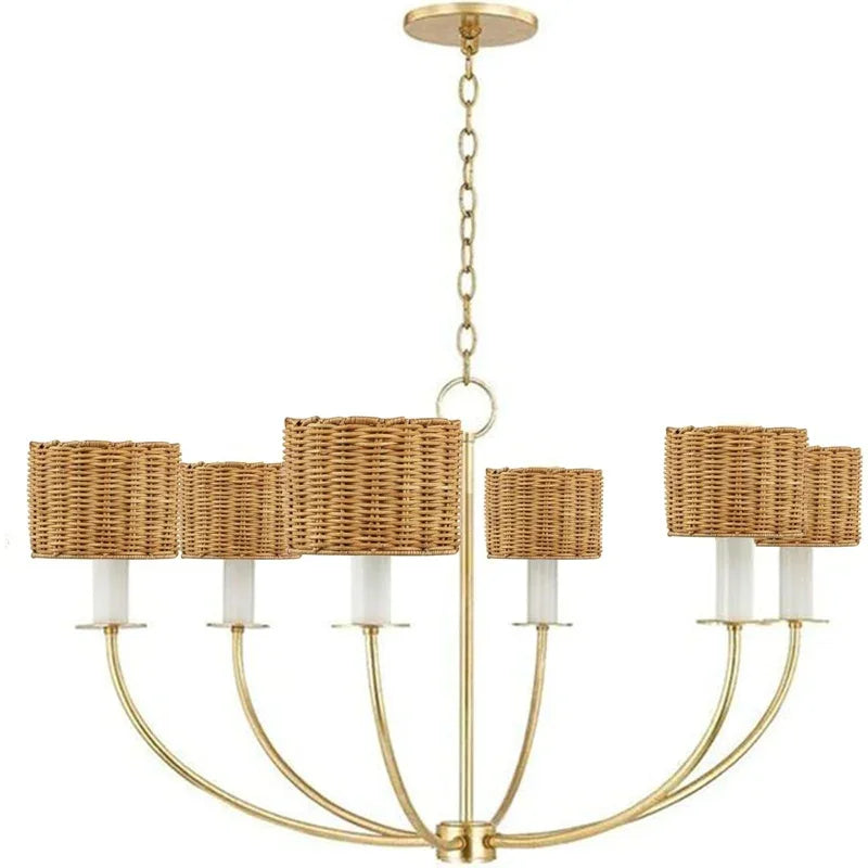 Aspen Creative Natural Rattan Drum Chandelier Lamp Shade