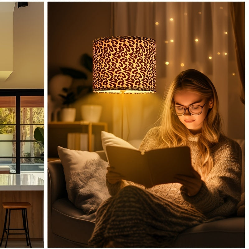 Large Lampshade Set Of 2 Drum Lampshades 15 "top X 15" Bottom X 12 "high, Large Lampshade Spider Pincer Lampshades With 10" Height Easy To Assemble Delicate Leopard Print Appearance Modern And Traditional Style Table Lamps, F - Adrianas Specialty Lamp Shades