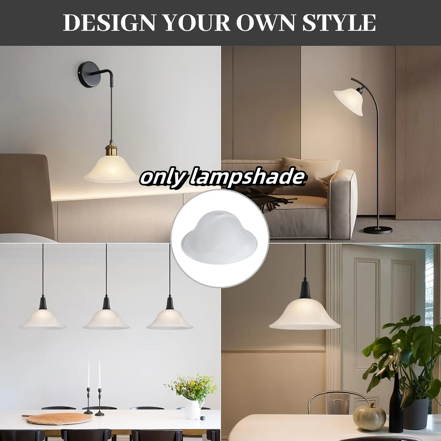 1pc Modern White Frosted Glass Light Shade