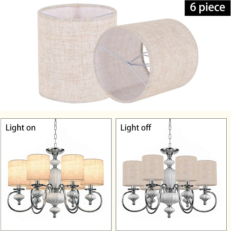 6pcs Beige Chandelier Lamp Shades with Fabric-like Texture