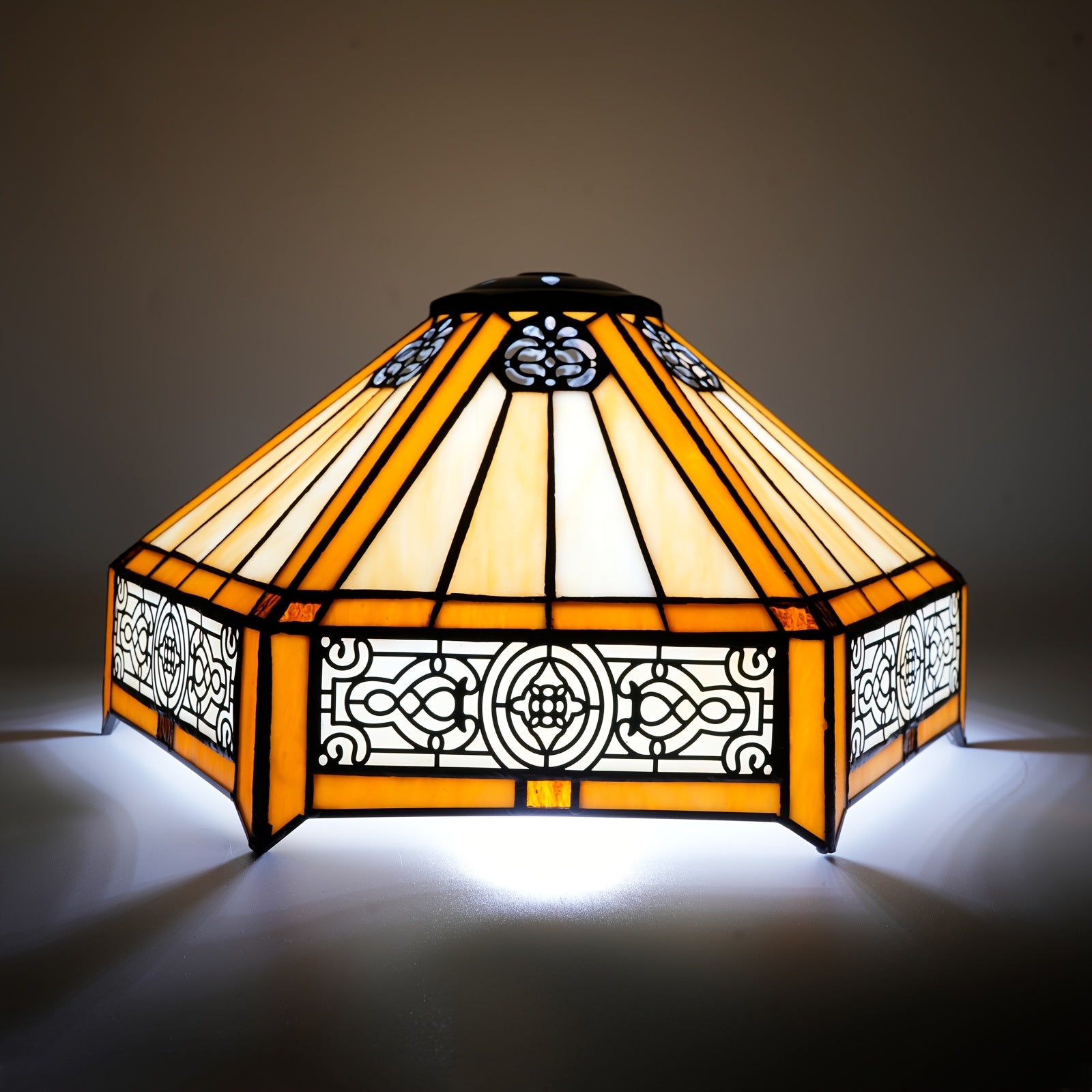 Mission Style Hexagon Stained Glass Lamp Shade