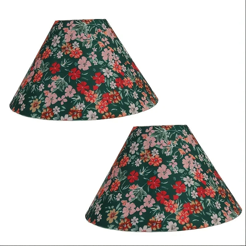 A Set of Two, 11.8-Inch Floral Print Lampshades