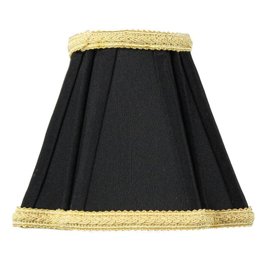 5"W x 5"H Set of 6 Black with Gold Liner Chandelier Clip-On Lampshade - Adrianas Specialty Lamp Shades