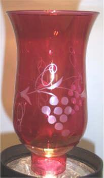 61333 Grape Hand Cut Cranberry Glass glass-sconces-hurricanes Adrianas Specialty Lamp Shades