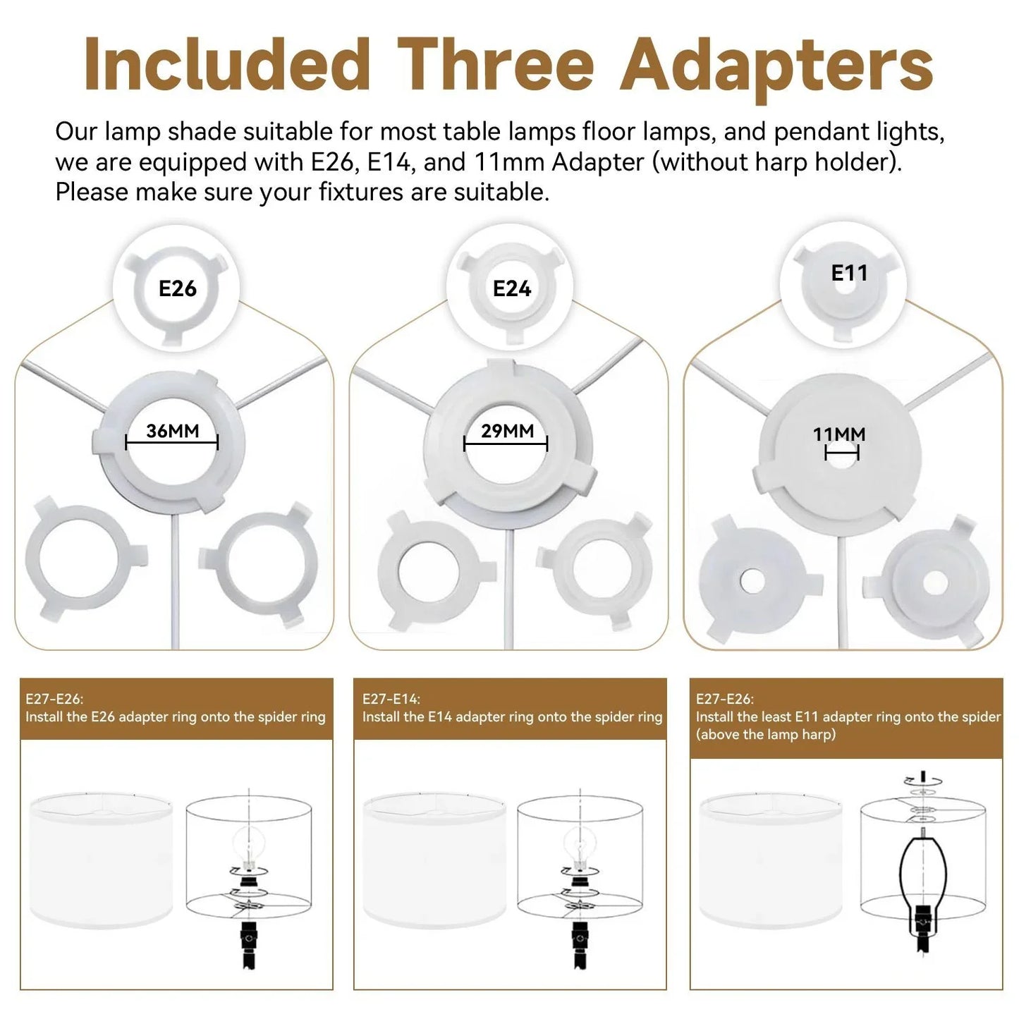 Set of 2 Large Boho Drum Lampshades