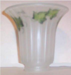 61986 Fluted Frosted Hand Painted With Ivy Shade pendant-lamp-shades Adrianas Specialty Lamp Shades