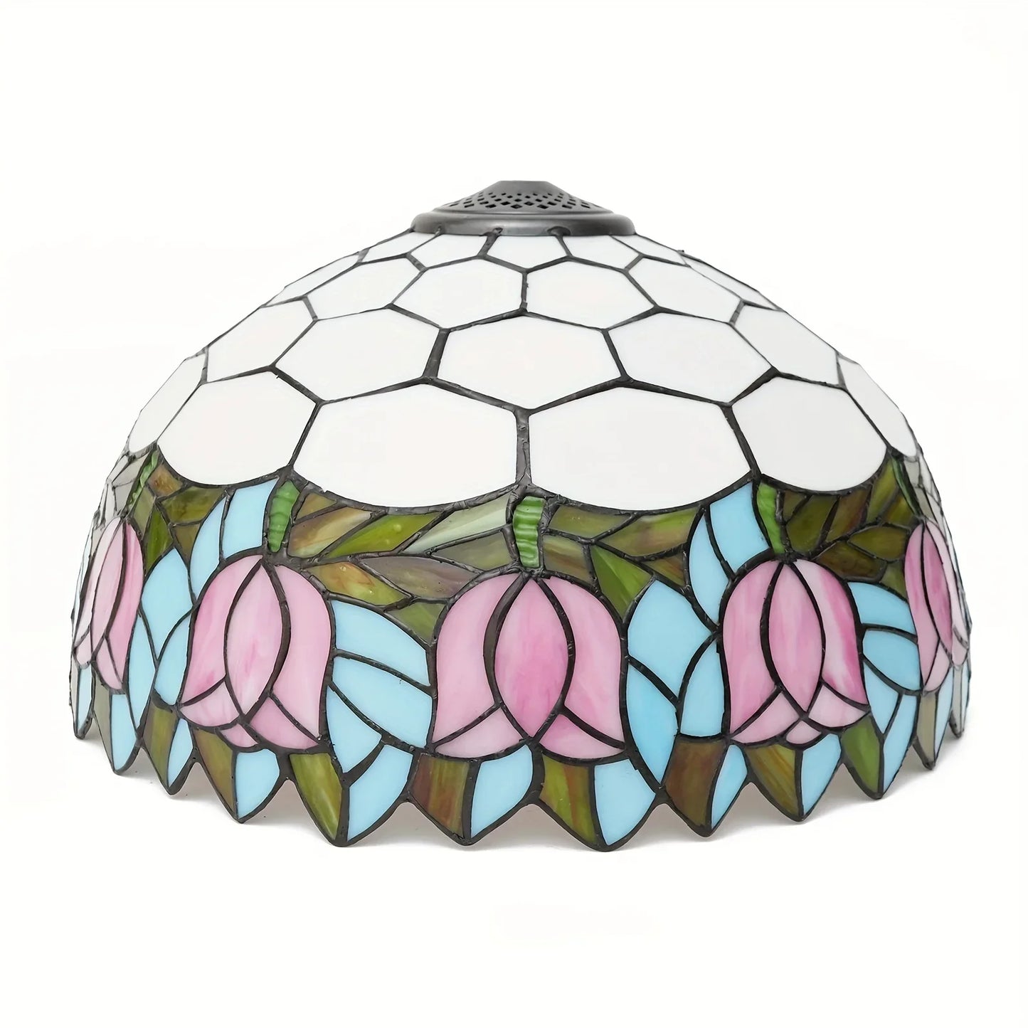 16-Inch Rose Stained Glass Lampshade Replacement