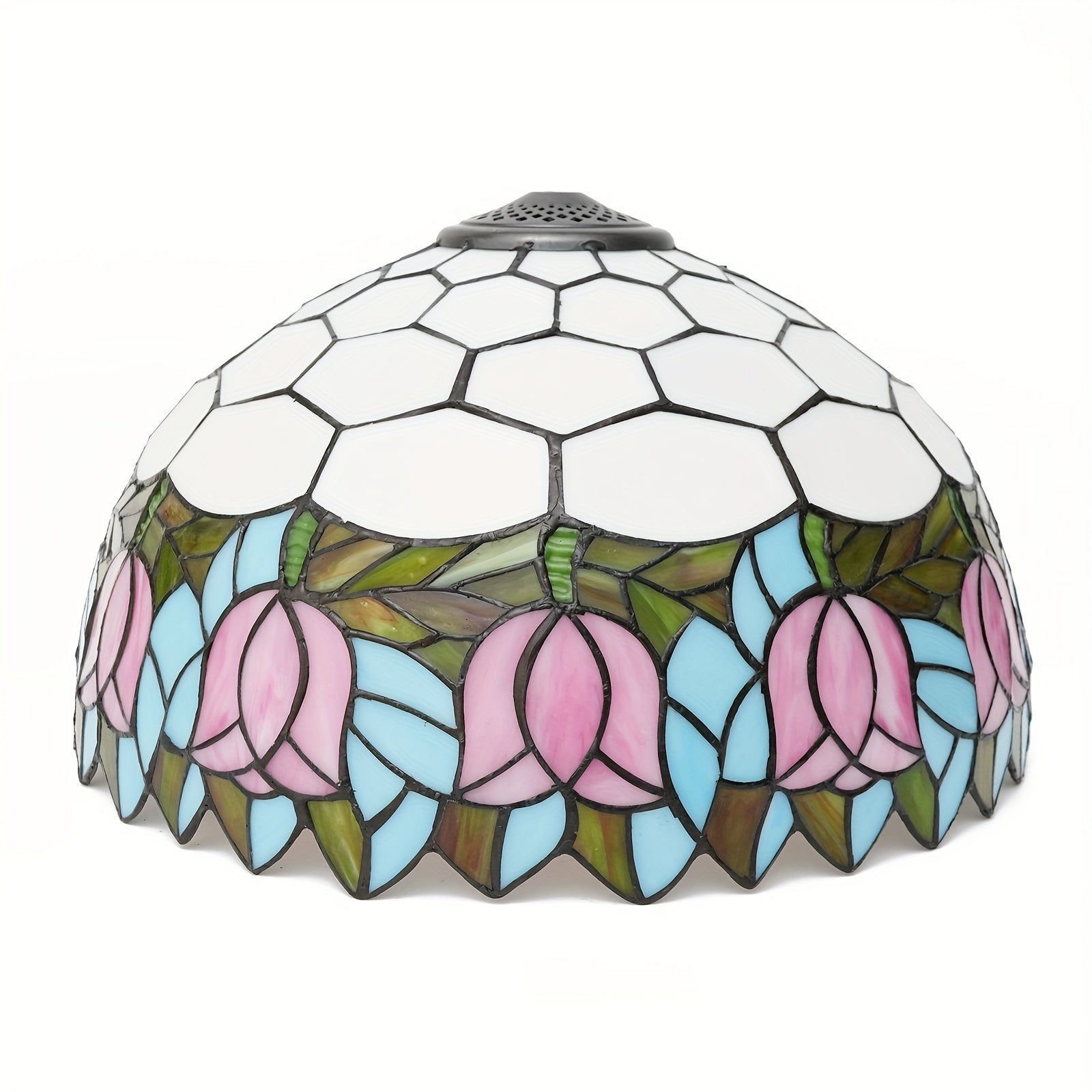 16-Inch Rose Stained Glass Lampshade Replacement