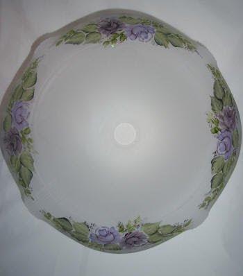 63791 Lavender Roses With Garland Hand Painted glass-floor-lampshades-torchiere, reverse-painted-lamp-shades Adrianas Specialty Lamp Shades