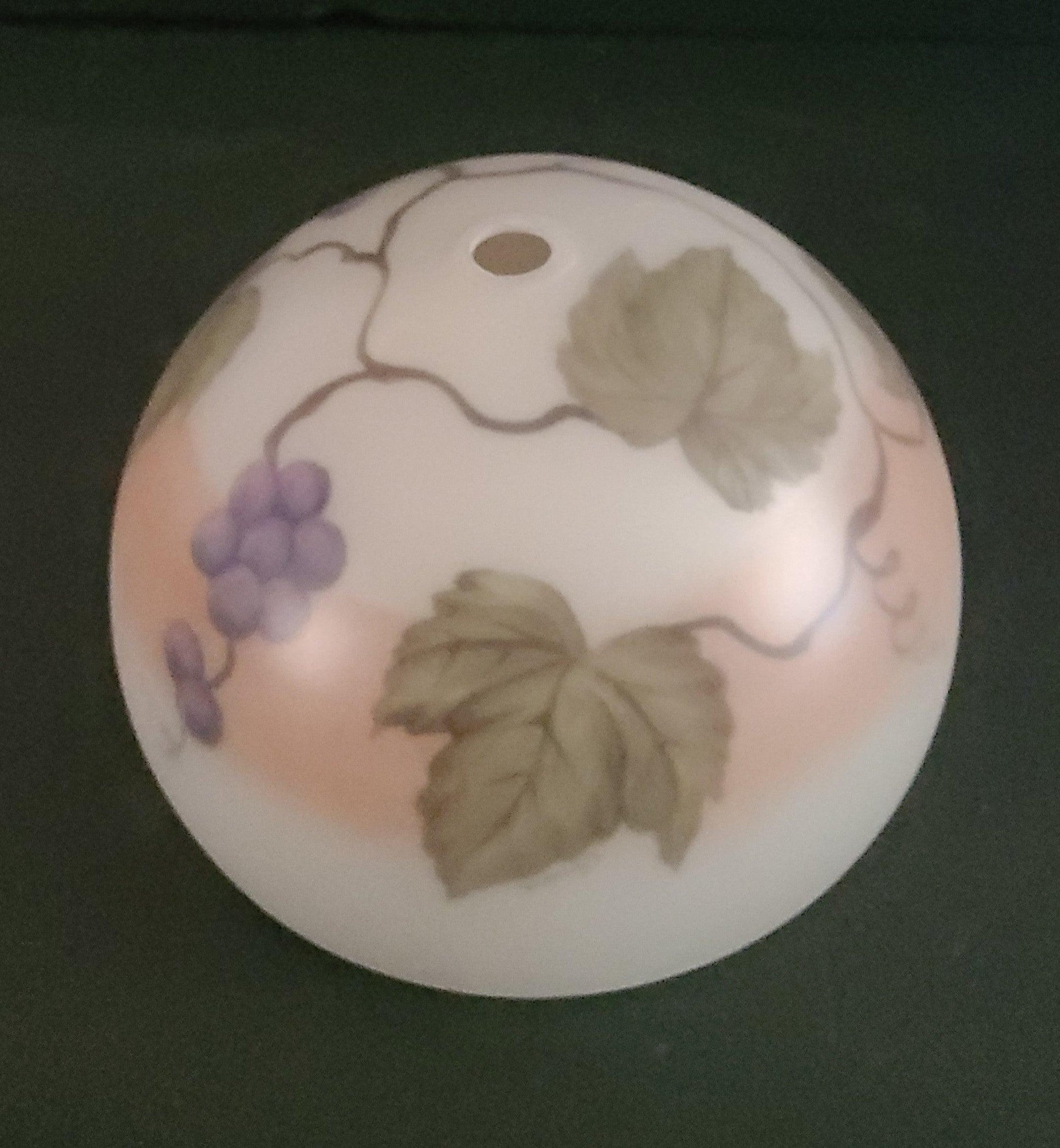 65114 Reverse Hand Painted Grape Motif Dome Shade reverse-painted-lamp-shades Adrianas Specialty Lamp Shades