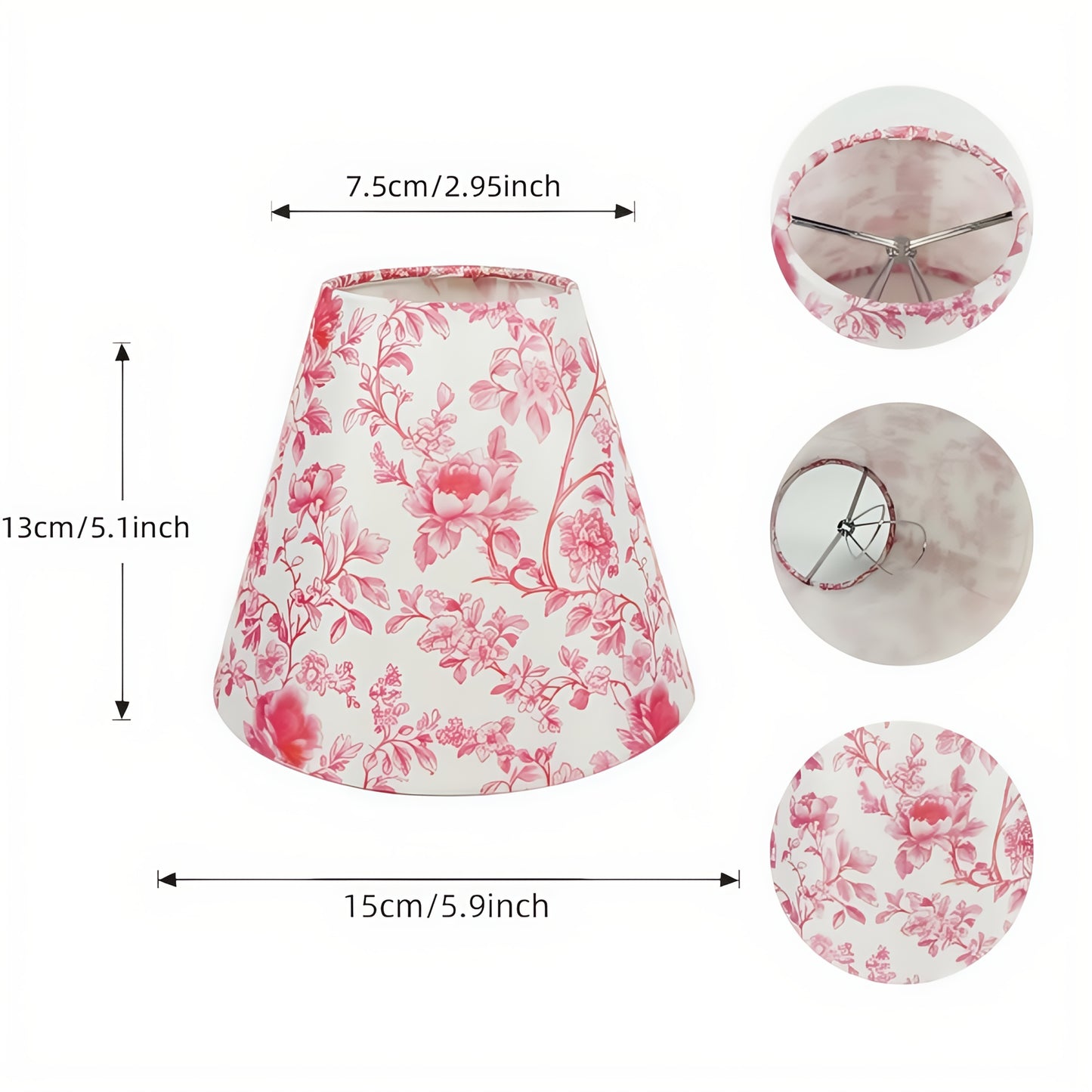 3/6pcs Pink & White Floral Empire Chandelier Shades