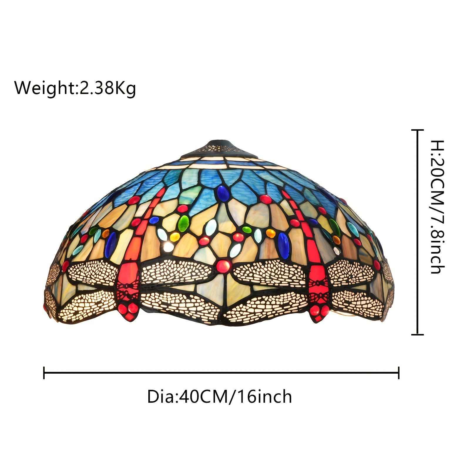 16" Tiffany-Style Stained Glass Lamp Shade