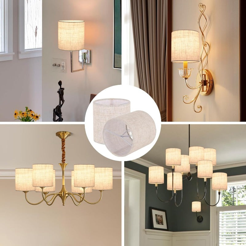 6pcs Beige Chandelier Lamp Shades with Fabric-like Texture