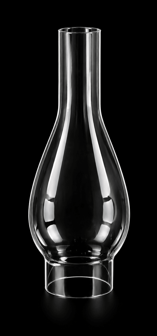 66326 Clear Glass Lamp Chimney – 10" Height, 3" Fitter, 3⅝" Bulge - Adrianas Specialty Lamp Shades