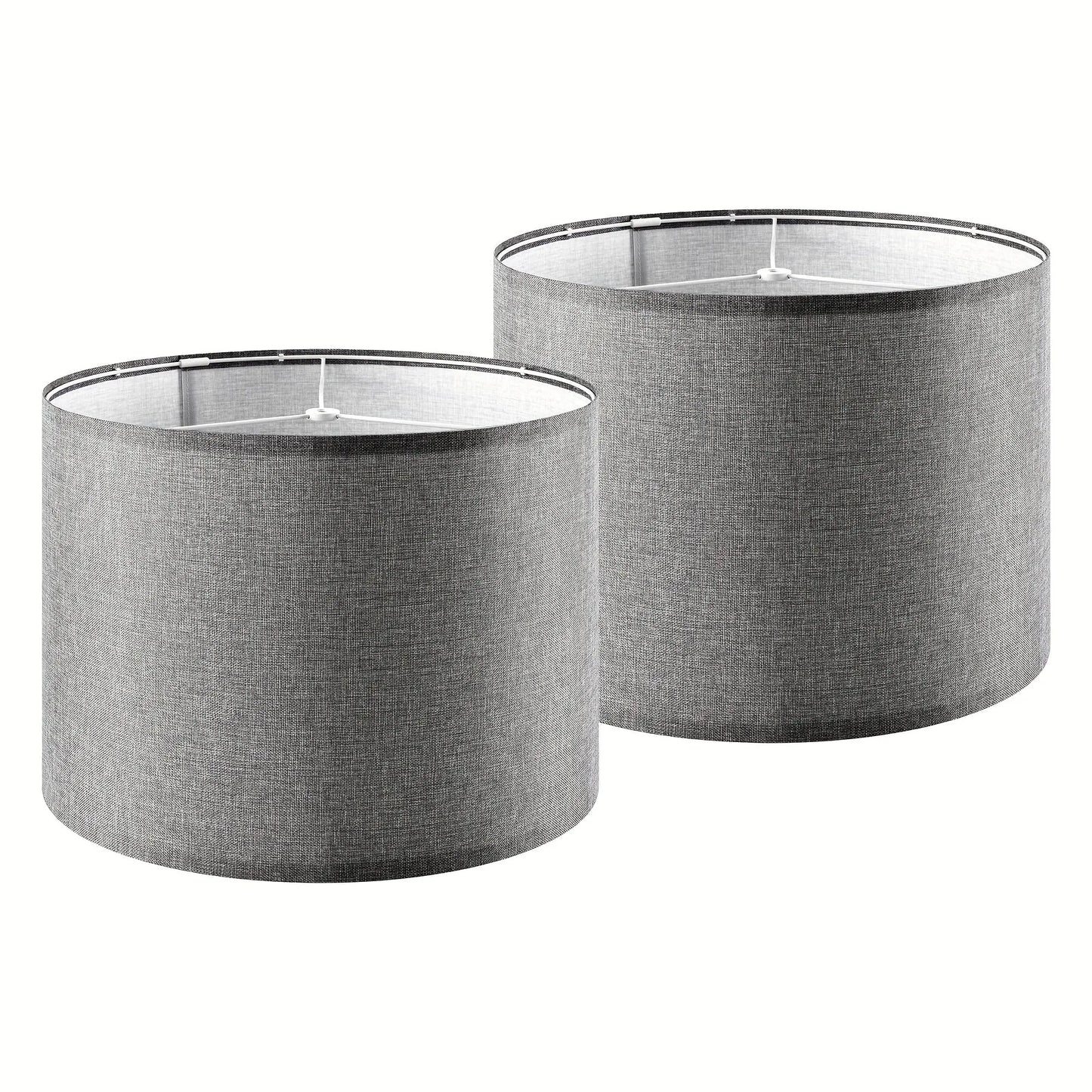 Grey Drum-Shaped Lampshade - 13x13x10 Inches Spider Fitter Traditional Table and Bedside Lampshade - Modern Alternative to GO&SO