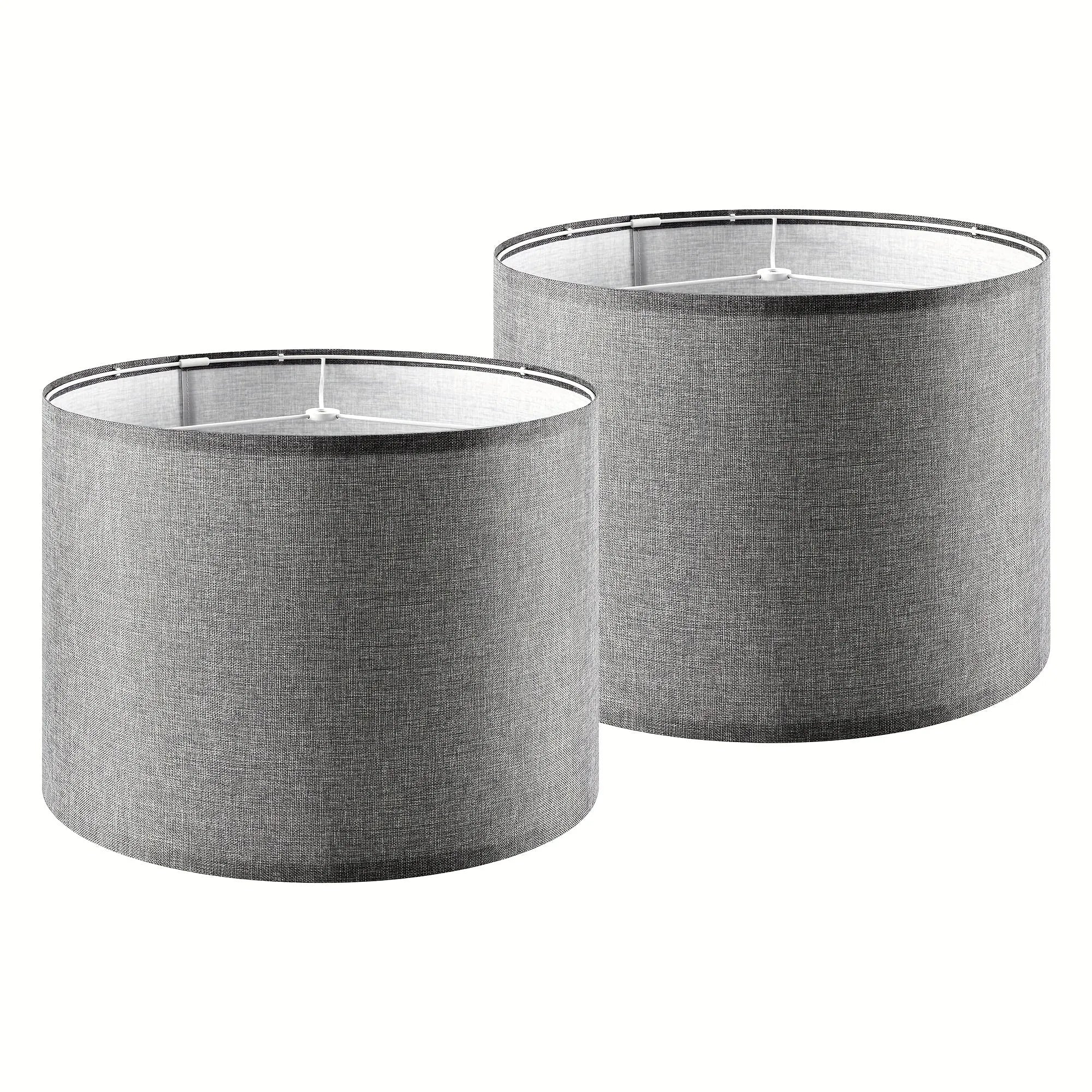 Grey Drum-Shaped Lampshade - 13x13x10 Inches Spider Fitter Traditional Table and Bedside Lampshade - Modern Alternative to GO&SO