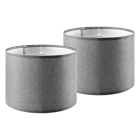 Grey Drum-Shaped Lampshade - 13x13x10 Inches Spider Fitter Traditional Table and Bedside Lampshade - Modern Alternative to GO&SO