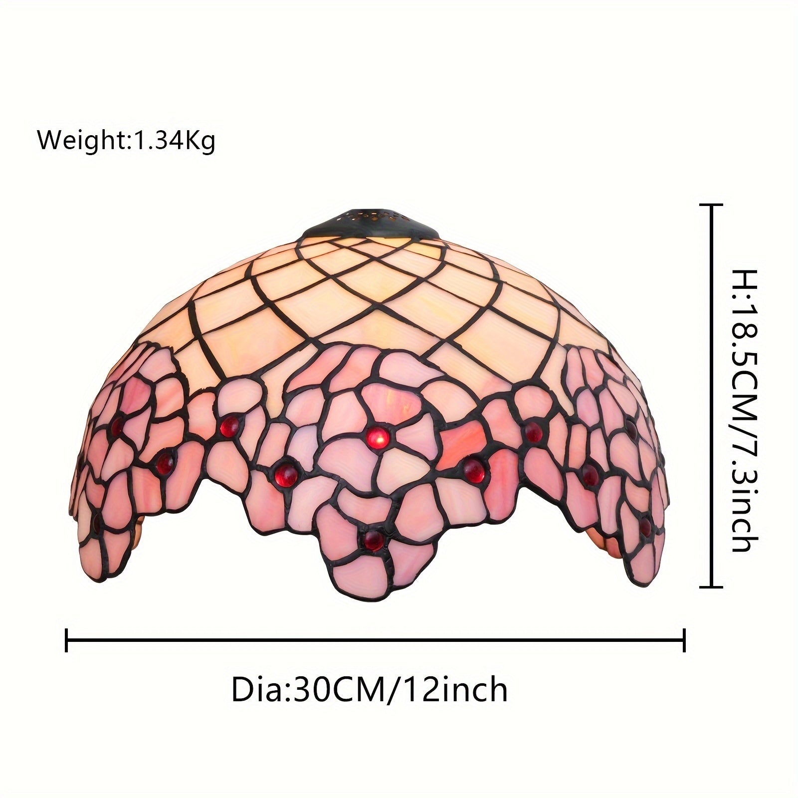 12 Pink Cherry Blossom Tiffany Stained Glass Lamp Shade - Handcrafted American Pastoral Elegance for Table, Chandelier, or Ceiling - Unique Romantic Personality Light Fixture - Adrianas Specialty Lamp Shades