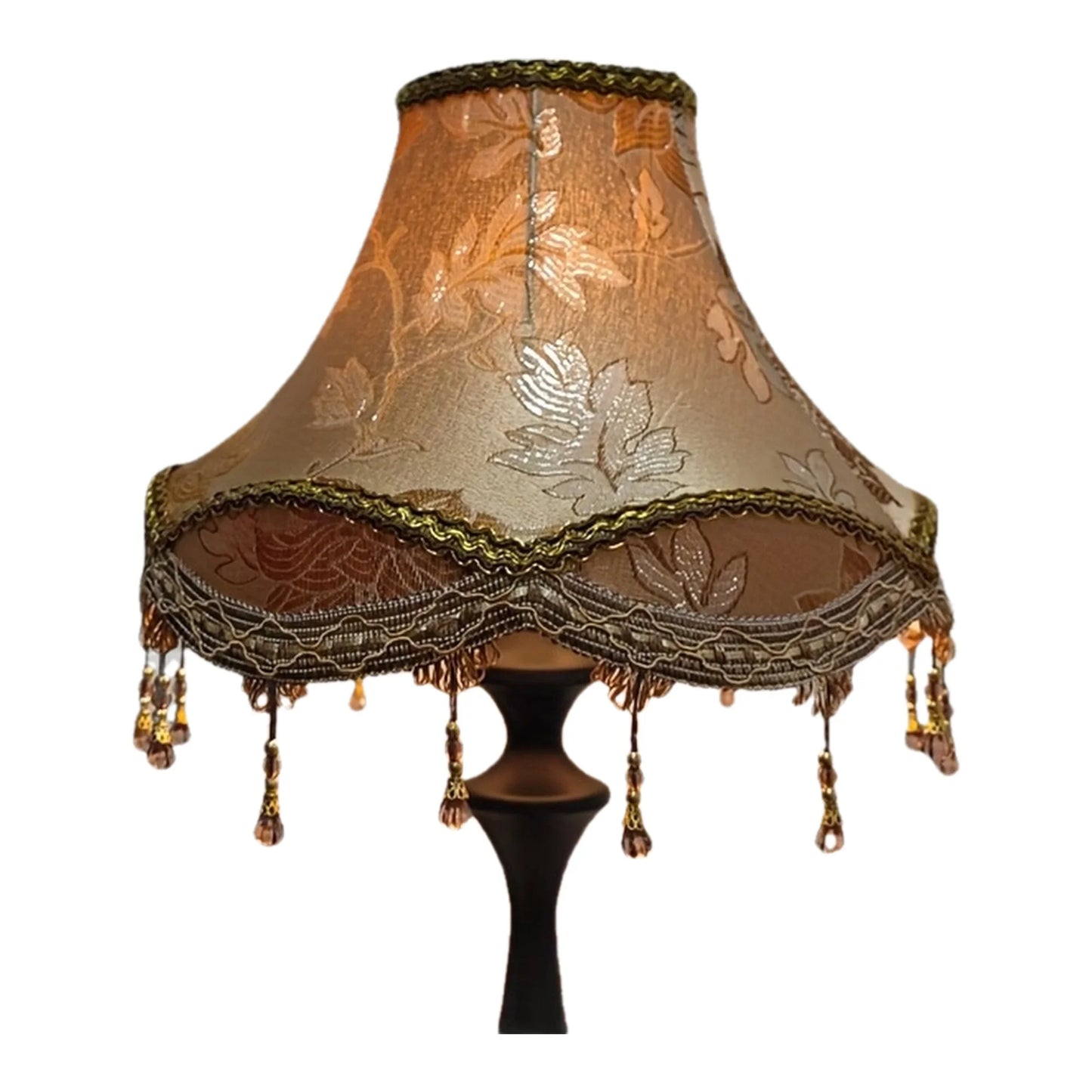 1 Modern Fabric Floral Pattern Lampshade with Beaded Tassel