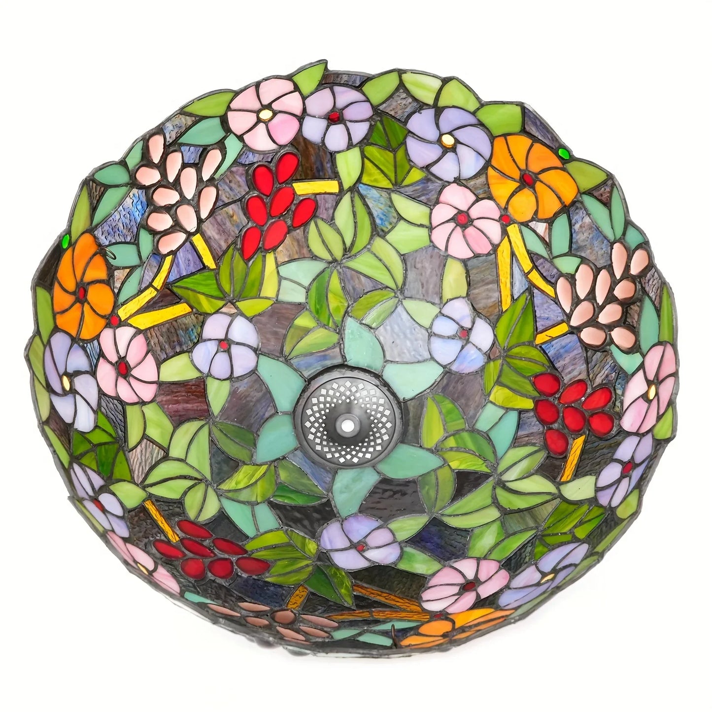 16-Inch Rose Stained Glass Lampshade Replacement