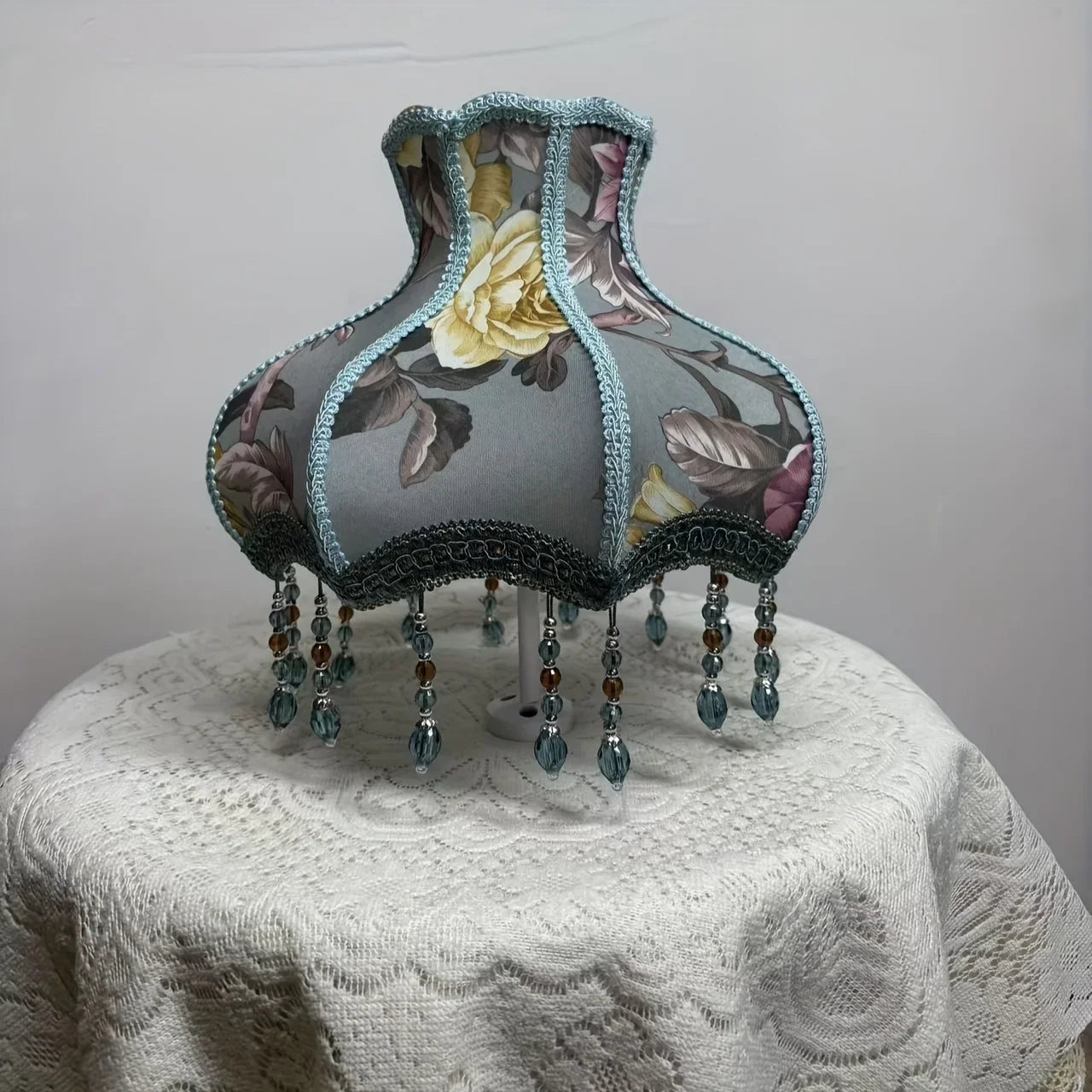 Retro Style Fabric Lampshade with Floral Pattern