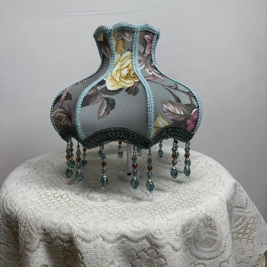 Retro Style Fabric Lampshade with Floral Pattern