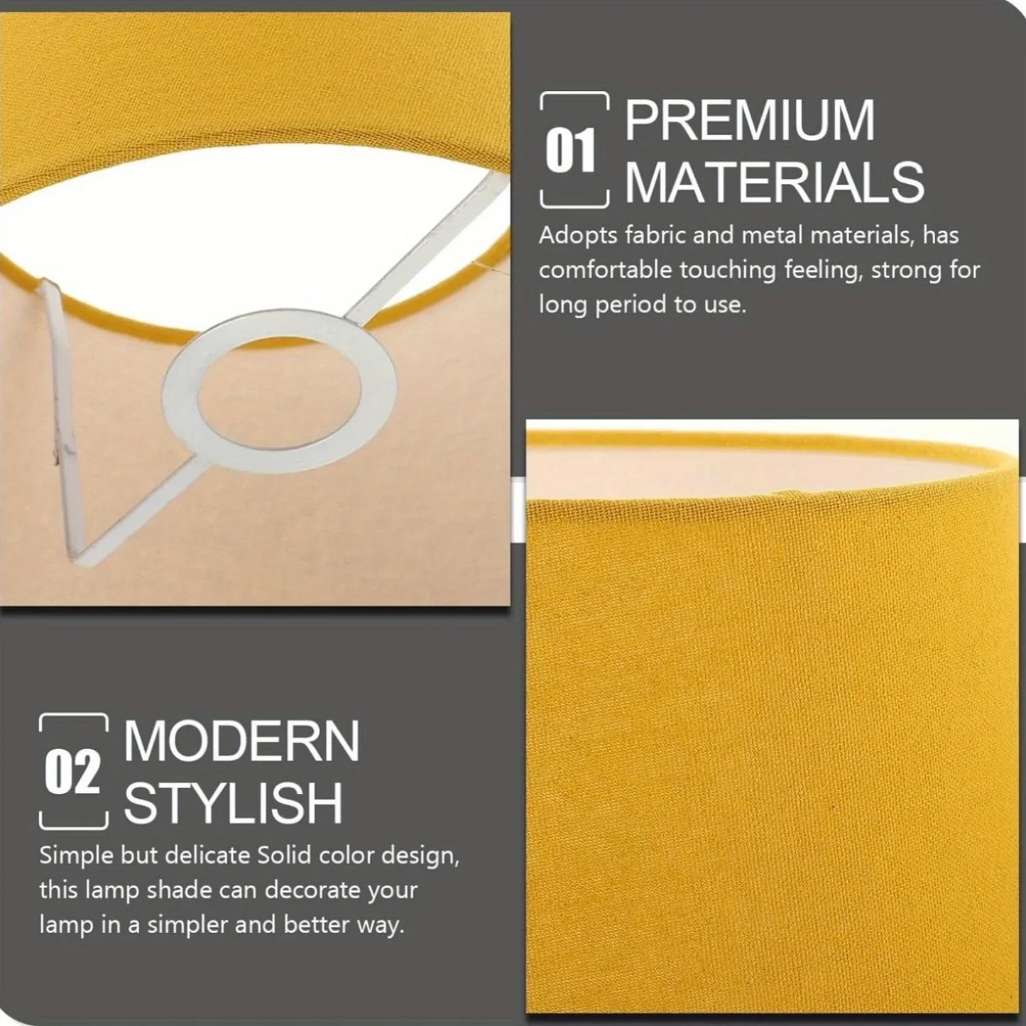 1pc Modern Drum-Shaped Yellow Linen Lampshade