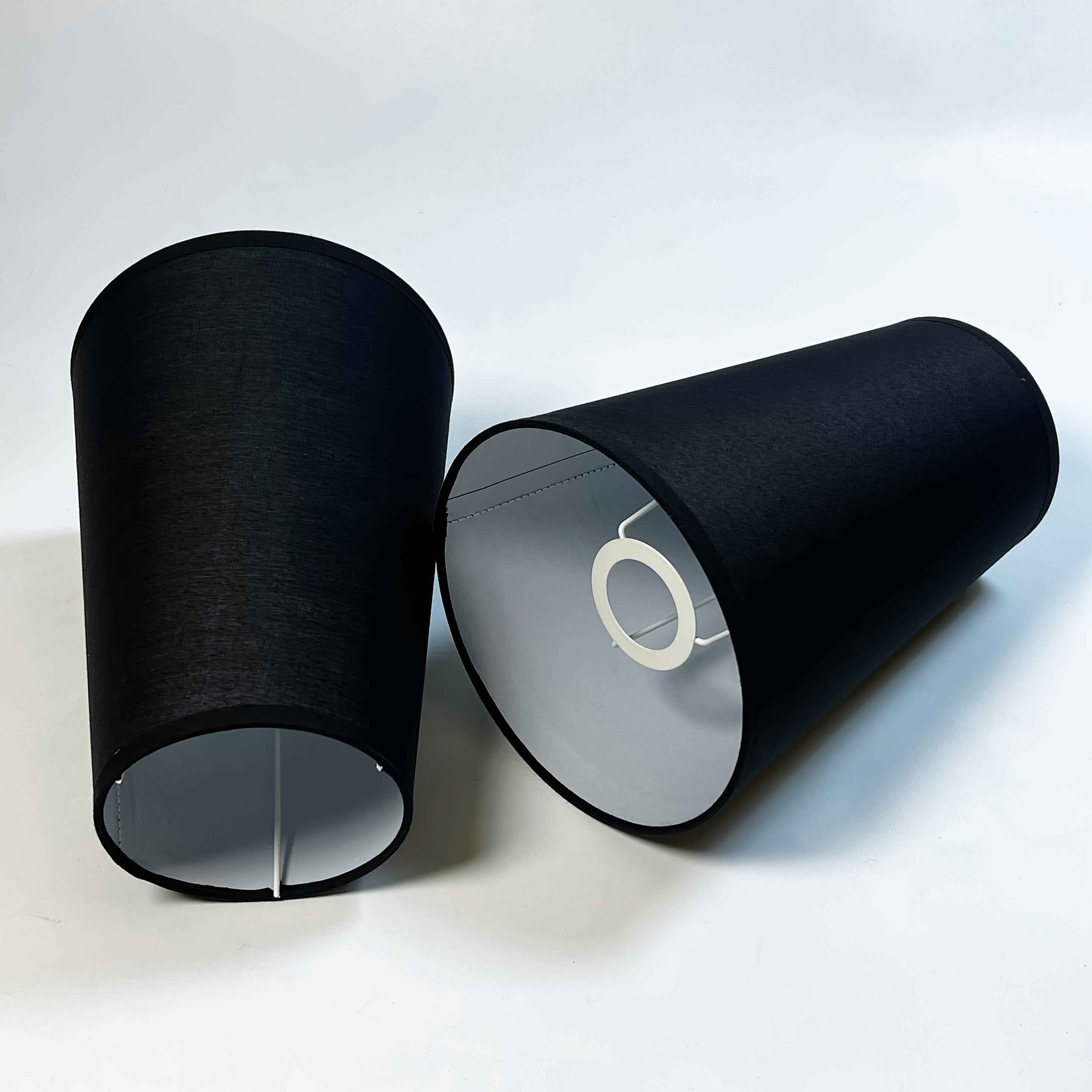 2pcs Black Modern Cylindrical Fabric Lampshades - Large Tapered Drum Shades for E27, Fits Table Lamps, Lamps & Ceiling Fixtures, Soft Glow Diffuser for Home, Office, Bedroom (Compatible with Standard), Ceiling Lamp Shade, Lam