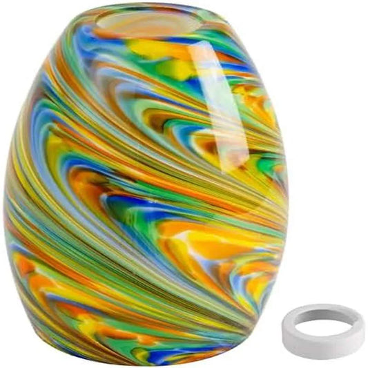 Glass Pendant Lamp Shade 4.72 Colorful Art Glass Chandeliers Cover Mini Oval Light Shade Replacement Shade Only Light Fixtures for Kitchen Island Dining Room, Living, Foyer, Hallway, Entry 1 - Pack