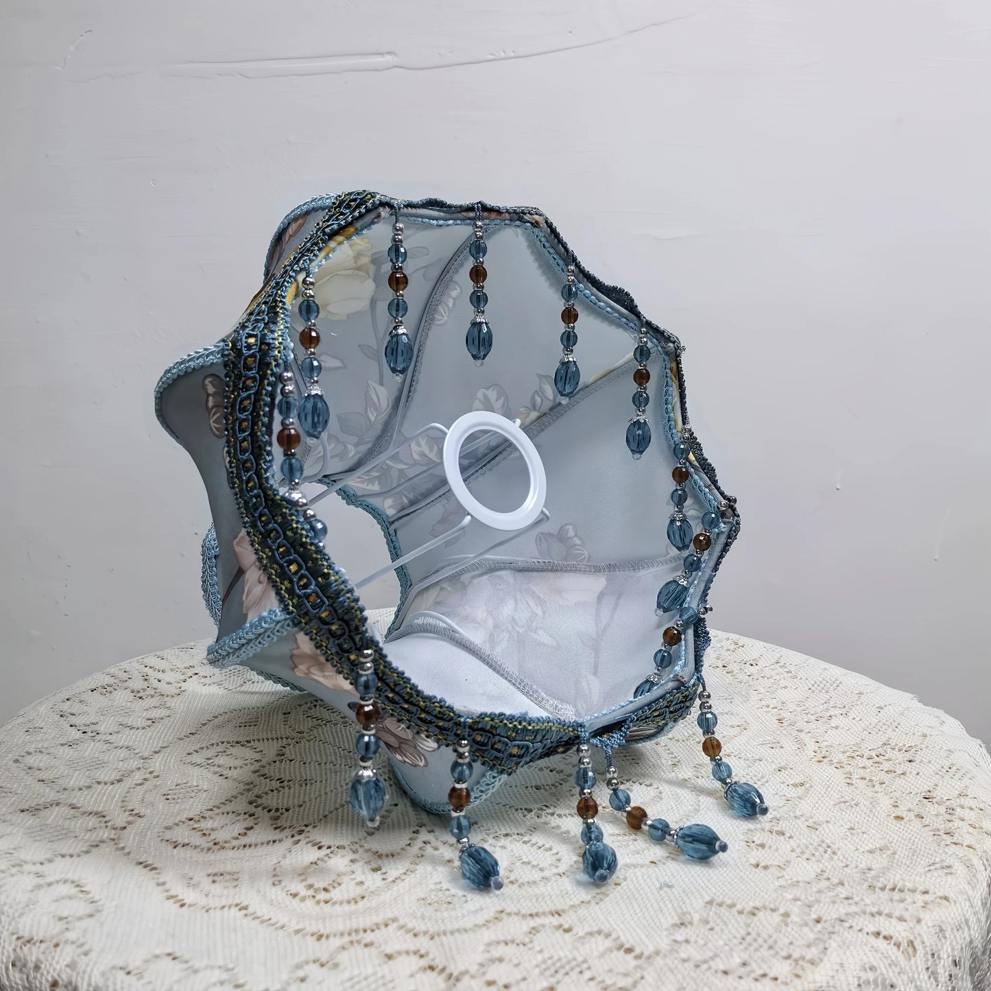 Retro Style Fabric Lampshade with Floral Pattern