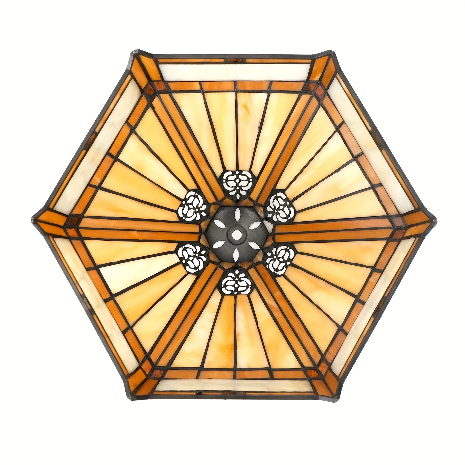 Mission Style Hexagon Stained Glass Lamp Shade