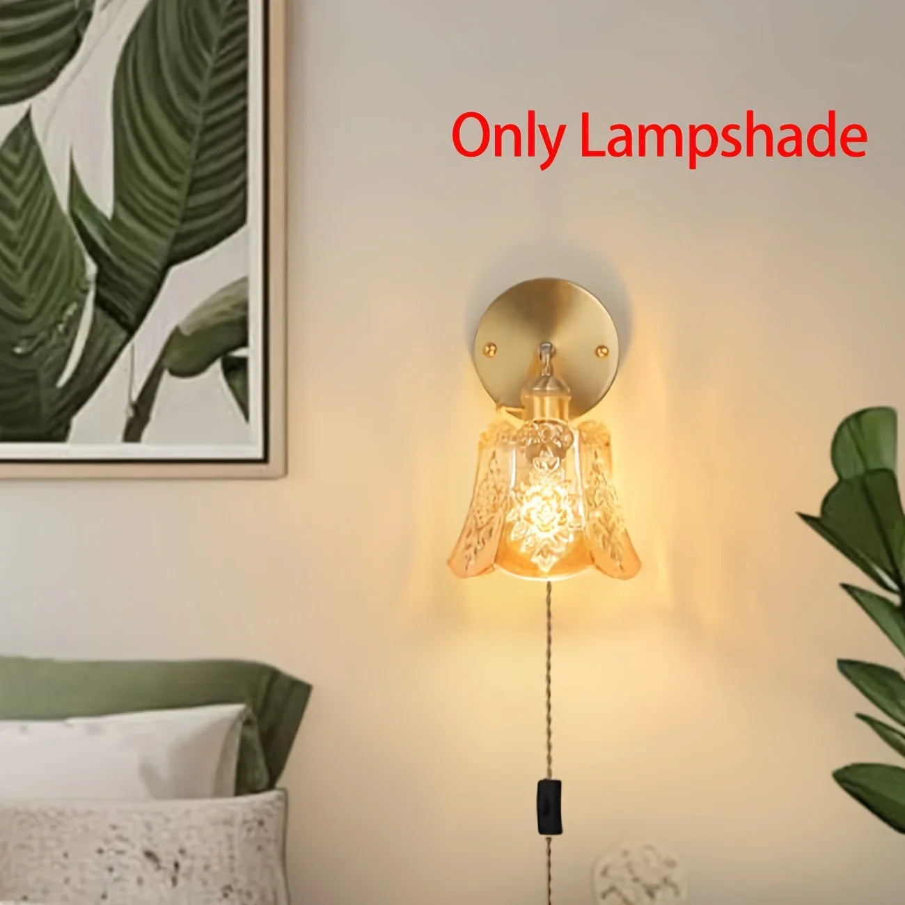 Elegant Vintage Amber Flower Glass Lampshade