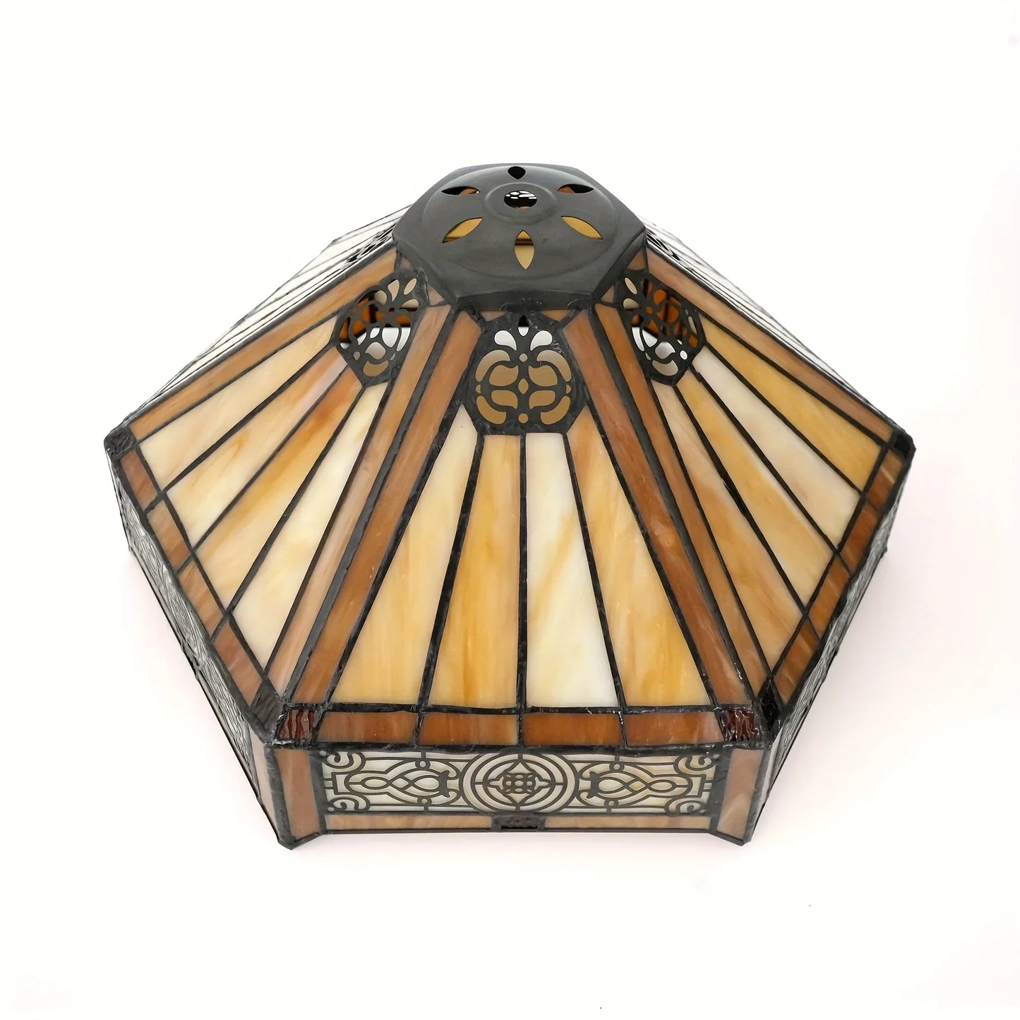 Mission Style Hexagon Stained Glass Lamp Shade