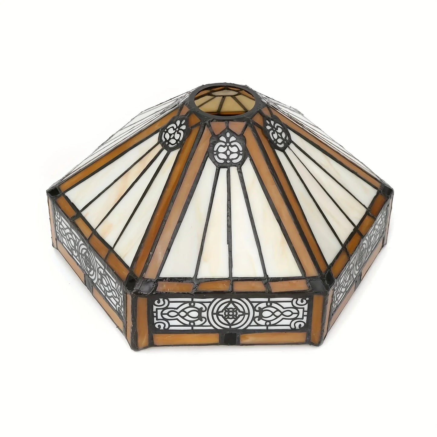 Mission Style Hexagon Stained Glass Lamp Shade