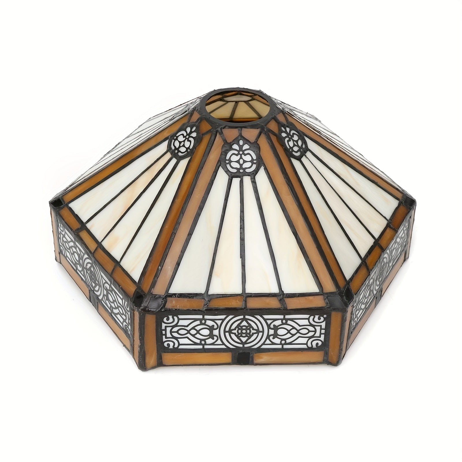 Mission Style Hexagon Stained Glass Lamp Shade