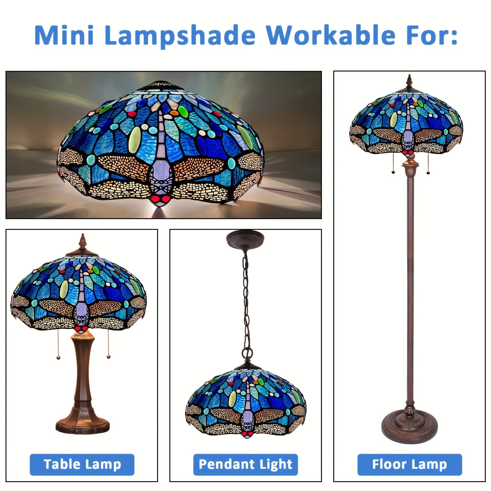 Mission Cream Style 16" Stained Glass Lamp Shade - Traditional Frosted Finish, Glass, Pagoda-Shaped Replacement for Table & Floor Lamps - Adrianas Specialty Lamp Shades