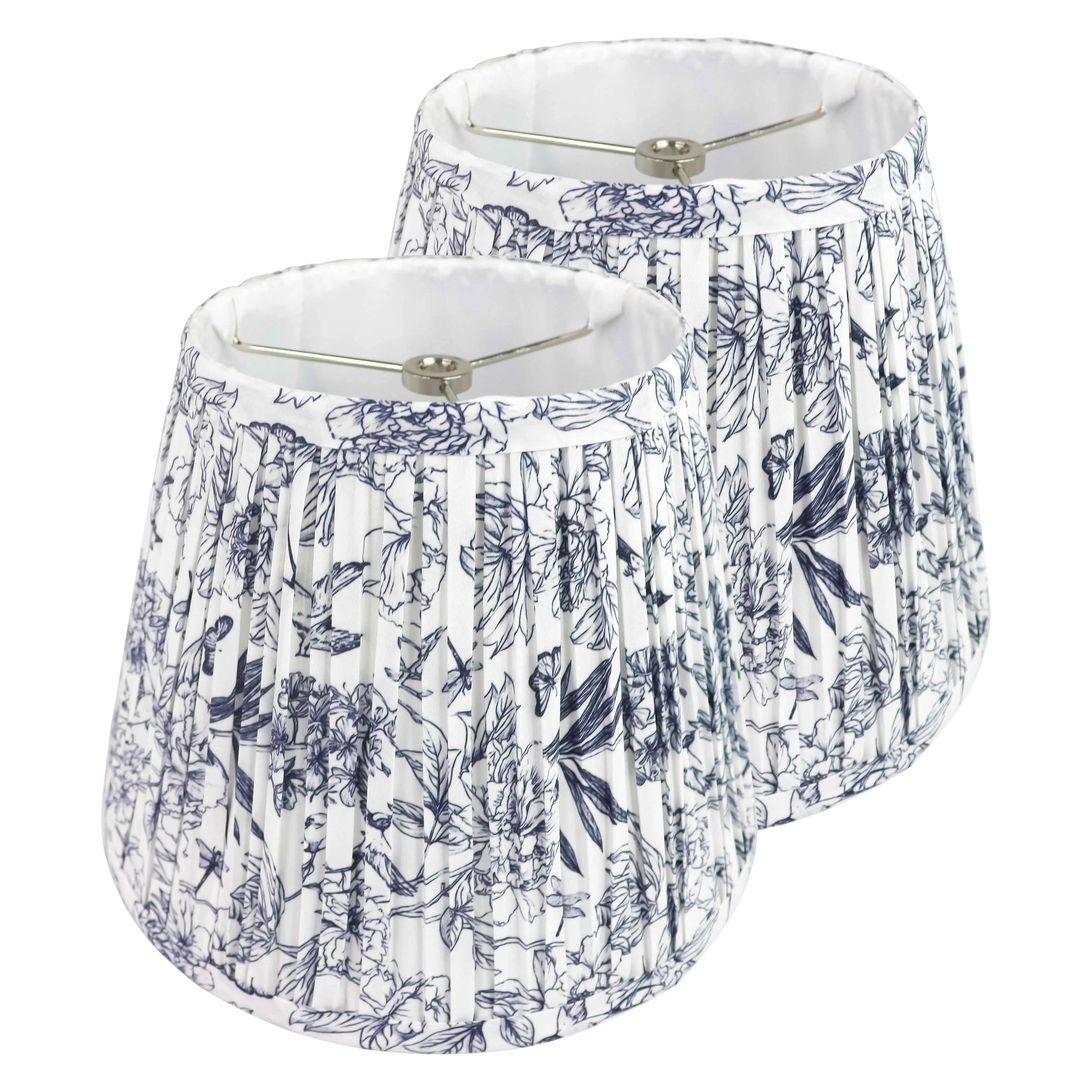 Blue Toile Floral Fabric Lampshade 6x10x7.5" - Artistic Decorative Clock-Shaped Cover for table lights, floor lights, and pendant lights