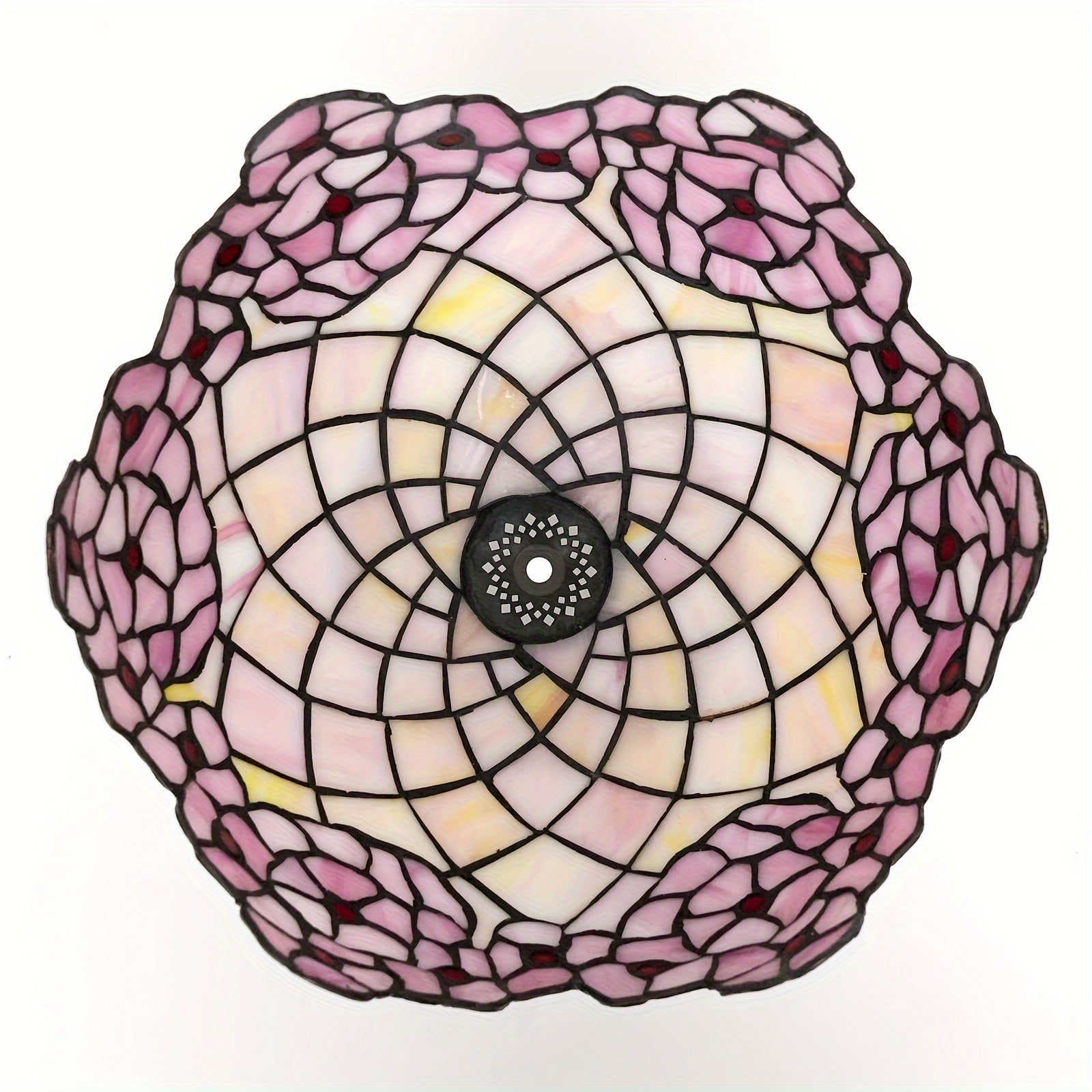 12 Pink Cherry Blossom Tiffany Stained Glass Lamp Shade - Handcrafted American Pastoral Elegance for Table, Chandelier, or Ceiling - Unique Romantic Personality Light Fixture - Adrianas Specialty Lamp Shades