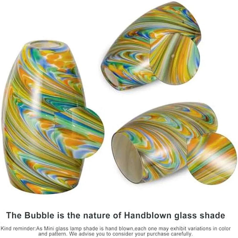 Glass Pendant Lamp Shade 4.72 Colorful Art Glass Chandeliers Cover Mini Oval Light Shade Replacement Shade Only Light Fixtures for Kitchen Island Dining Room, Living, Foyer, Hallway, Entry 1 - Pack