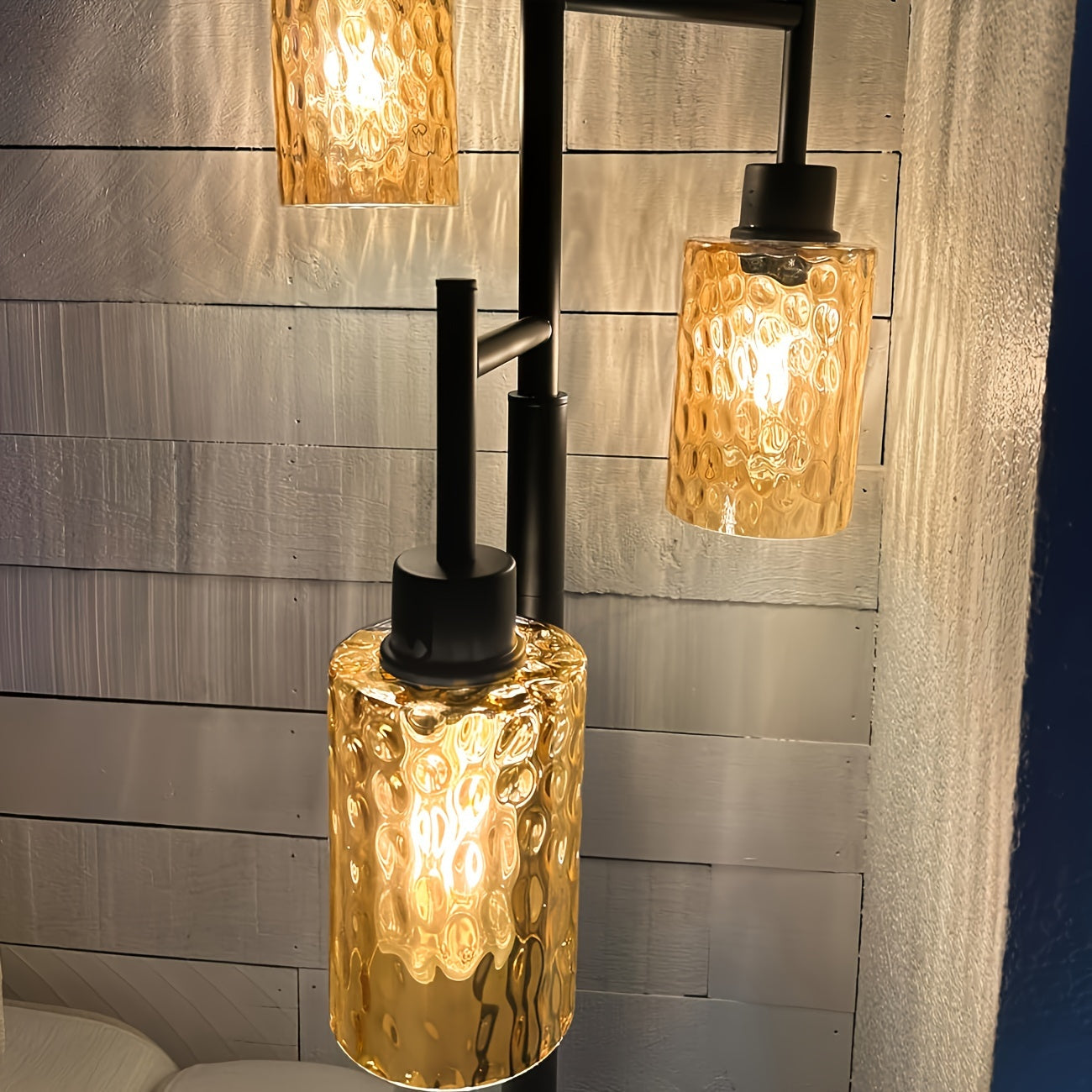 Modern Amber Ripple Cylinder Glass Lamp Shade - Adrianas Specialty Lamp Shades