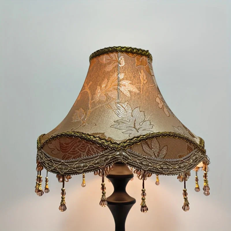 1 Modern Fabric Floral Pattern Lampshade with Beaded Tassel
