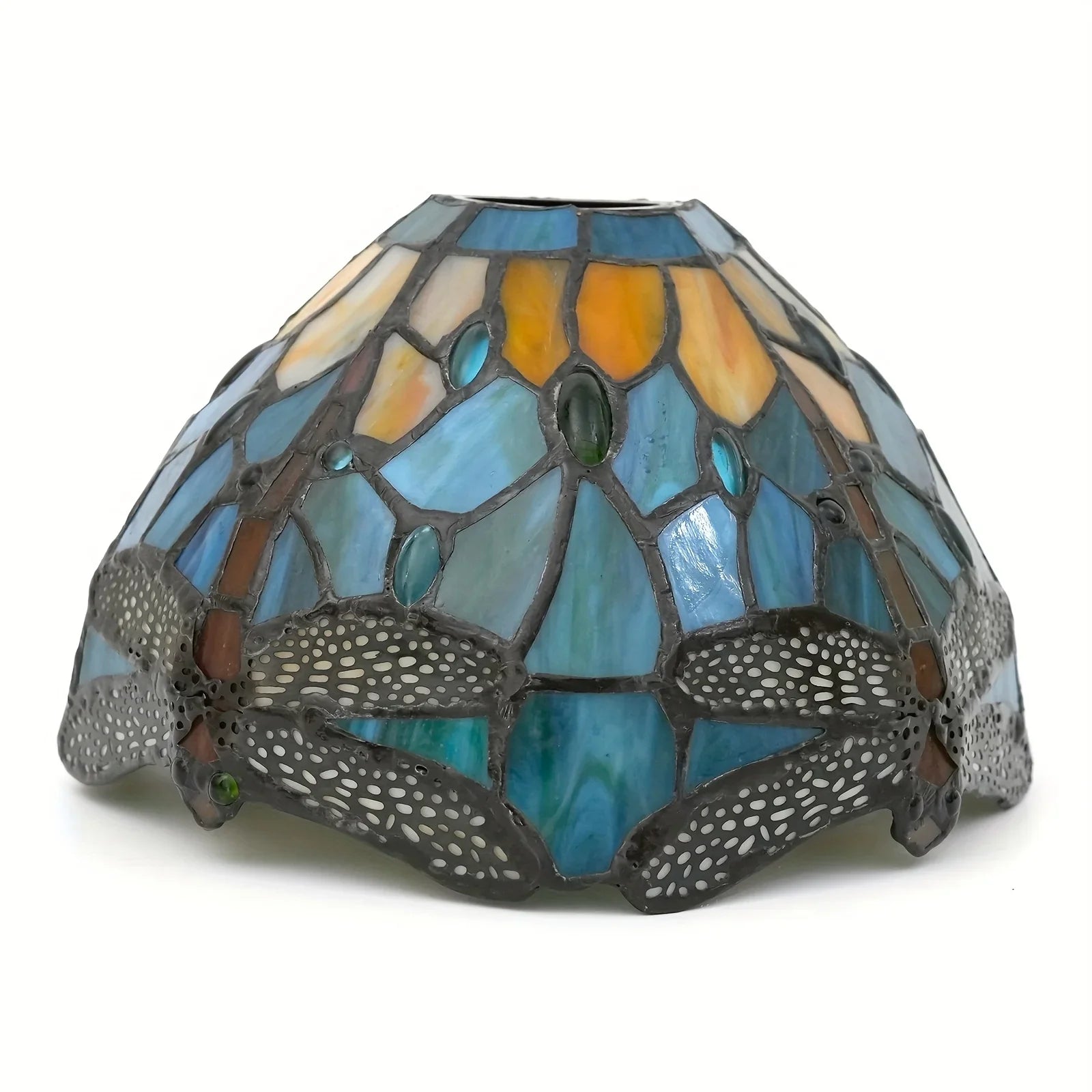 Lampshade Replacement Only, 8 Inch Stained Glass Blue Dragonfly