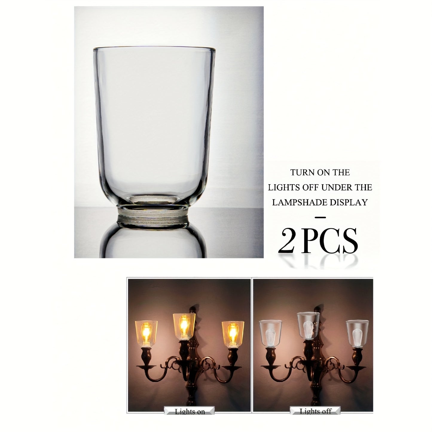 2pcs Modern Bell-Shaped Glass Lampshades, High Clarity, Easy Install - Perfect for Chandeliers, Wall Sconces & Vanity Lighting - Adrianas Specialty Lamp Shades