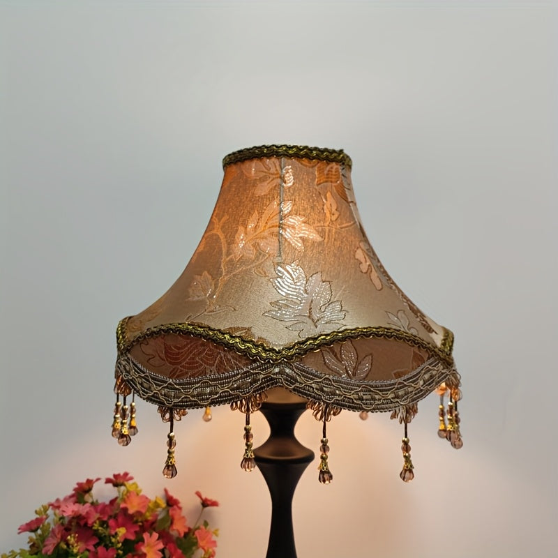 1 Modern Fabric Floral Pattern Lampshade with Beaded Tassel