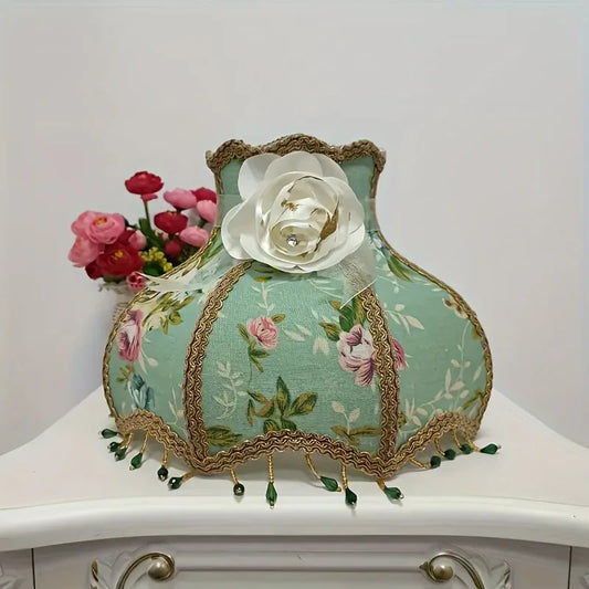 Handmade Vintage Turquoise & Pink Floral chandelier Lampshade