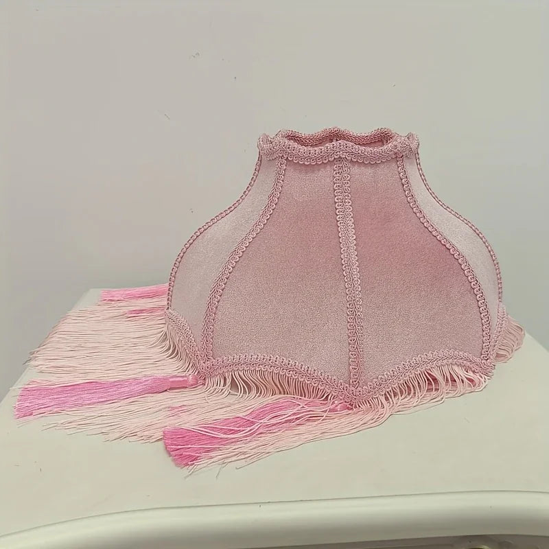 Pink Tassel Lampshade with Floral Accents
