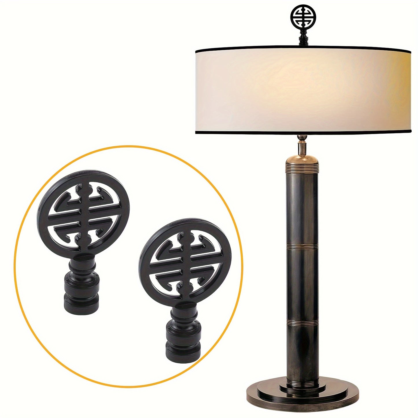 Set of 2 Polished Metal Lamp Finials - Adrianas Specialty Lamp Shades