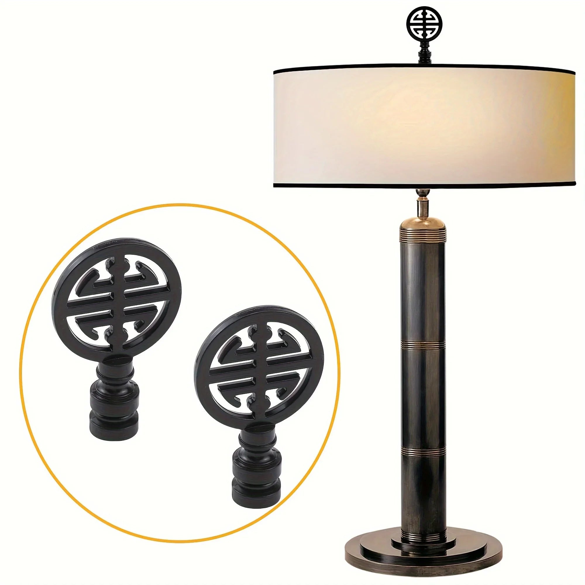 Set of 2 Polished Metal Lamp Finials